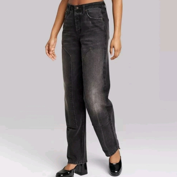 Wild Fable High-Rise Straight EasyRigid Black Wash Jeans Size 2/32" - Picture 1 of 16